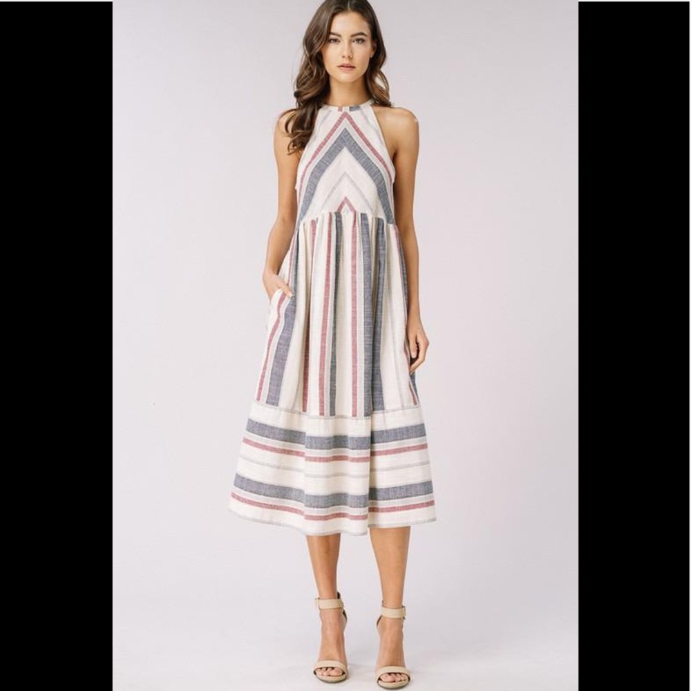 NWT stripe halter dress